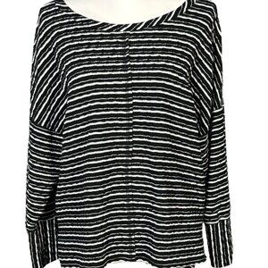 Habitat Double Face Kickback Top Size Large Black Stripes Boxy Lagenlook Comfy